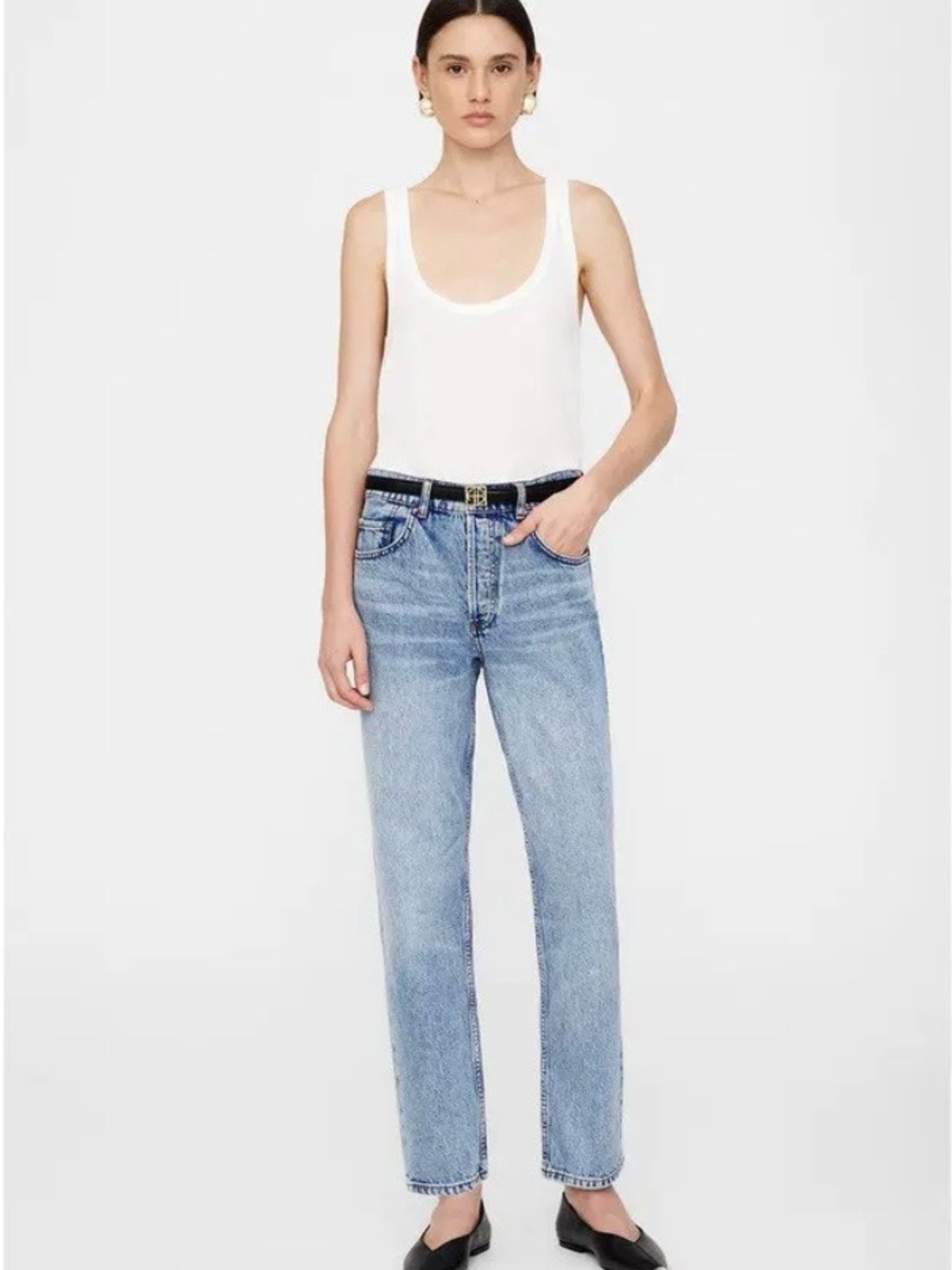 Anine Bing Benson High Rise Straight Leg Jean